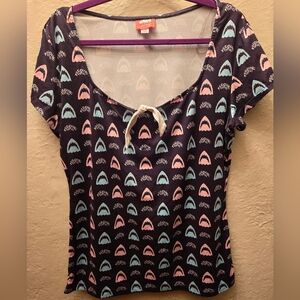 JAWS x Unique Vintage Shark Print Top XL Feeding Time